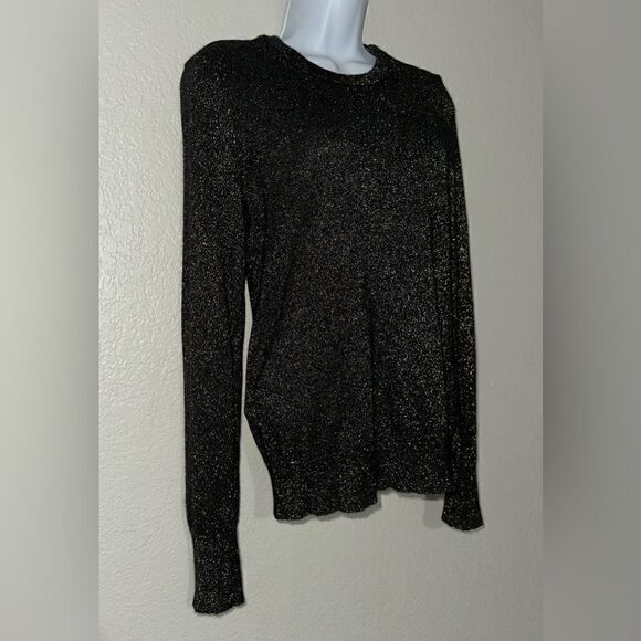 Equipment‎ Femme Ondine Crew Neck Sweater Black/Gold Sparkle Merino Wool/… - Picture 3 of 7